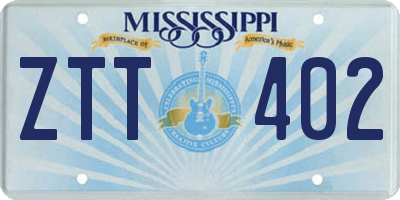 MS license plate ZTT402