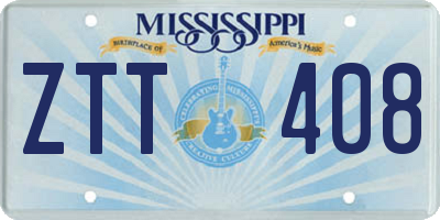 MS license plate ZTT408