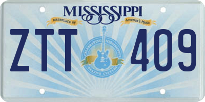 MS license plate ZTT409