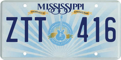 MS license plate ZTT416