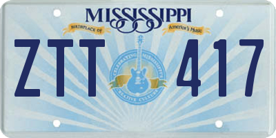 MS license plate ZTT417