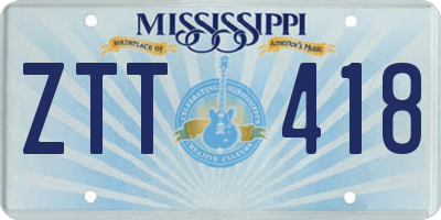 MS license plate ZTT418