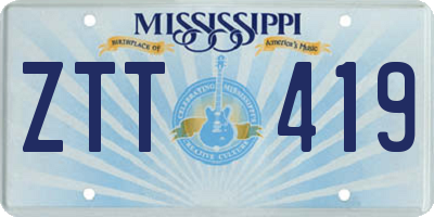 MS license plate ZTT419