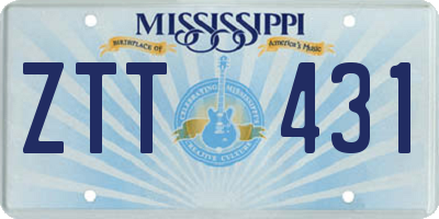 MS license plate ZTT431