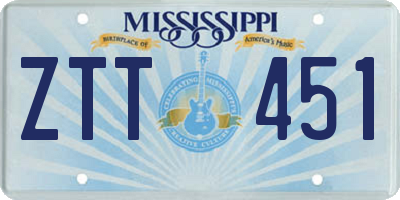 MS license plate ZTT451