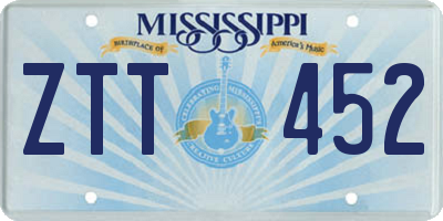 MS license plate ZTT452