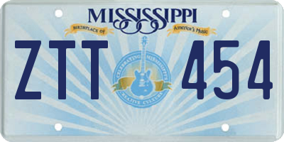 MS license plate ZTT454