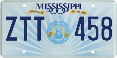 MS license plate ZTT458