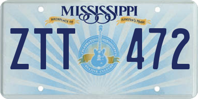 MS license plate ZTT472
