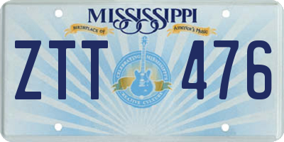 MS license plate ZTT476