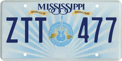 MS license plate ZTT477