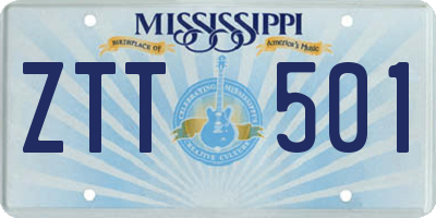 MS license plate ZTT501