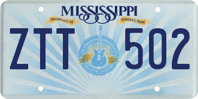 MS license plate ZTT502