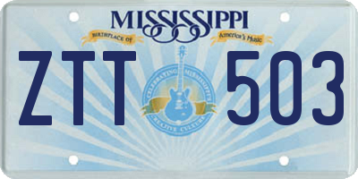 MS license plate ZTT503