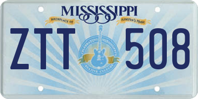 MS license plate ZTT508