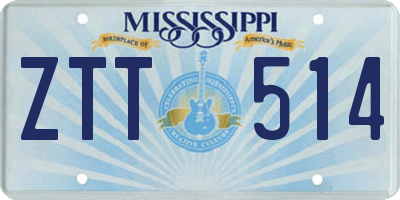 MS license plate ZTT514