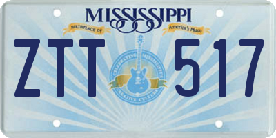 MS license plate ZTT517