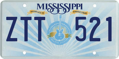 MS license plate ZTT521
