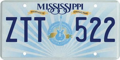 MS license plate ZTT522