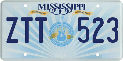 MS license plate ZTT523