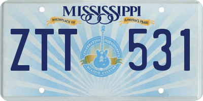 MS license plate ZTT531
