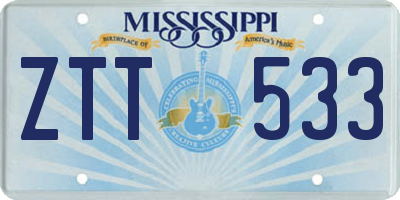 MS license plate ZTT533