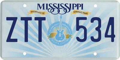 MS license plate ZTT534