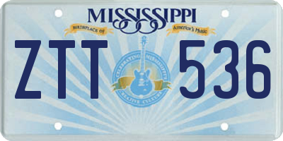 MS license plate ZTT536