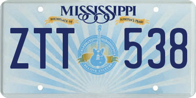 MS license plate ZTT538