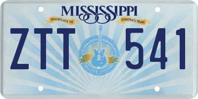 MS license plate ZTT541