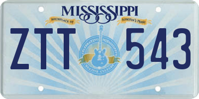 MS license plate ZTT543