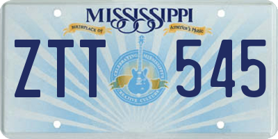 MS license plate ZTT545