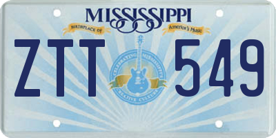 MS license plate ZTT549