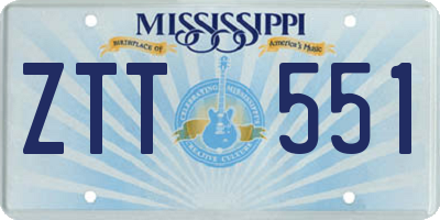MS license plate ZTT551