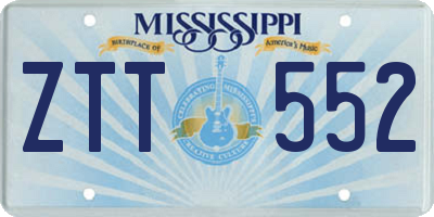 MS license plate ZTT552