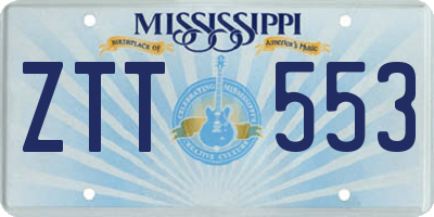MS license plate ZTT553