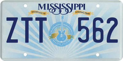 MS license plate ZTT562