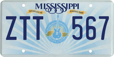 MS license plate ZTT567