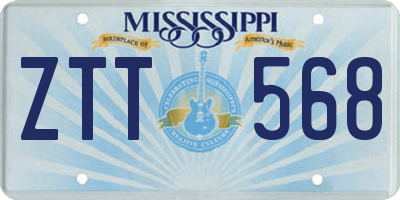 MS license plate ZTT568