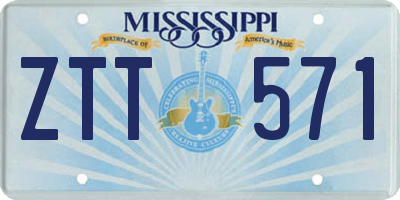 MS license plate ZTT571