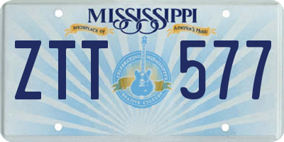 MS license plate ZTT577