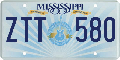 MS license plate ZTT580
