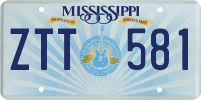 MS license plate ZTT581