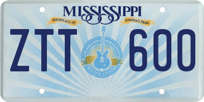 MS license plate ZTT600