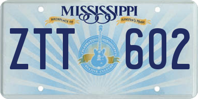 MS license plate ZTT602