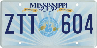 MS license plate ZTT604
