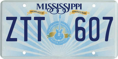 MS license plate ZTT607