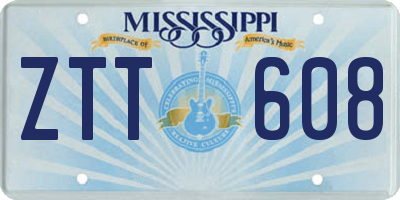 MS license plate ZTT608