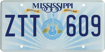 MS license plate ZTT609