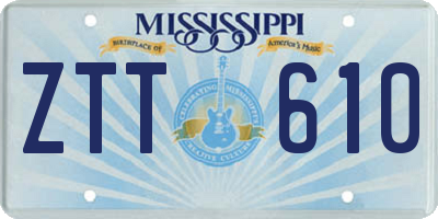 MS license plate ZTT610